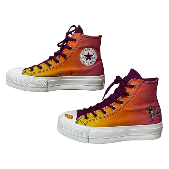 Rare HTF Converse All Star Chuck Taylor Platform Day of the Dead High Tops - Picture 6 of 12